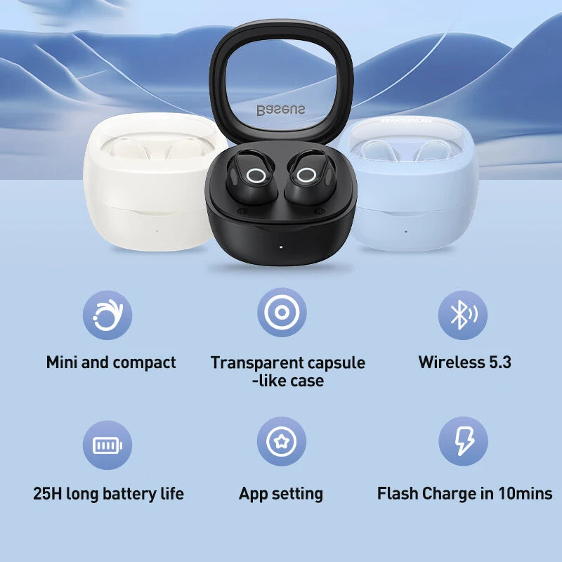 Baseus WM02 TWS Wireless Earphone Bluetooth 5.3 Headphone Headset True Wireless Earbuds Handsfree Ear Buds For iPhone 14 Pro Max
