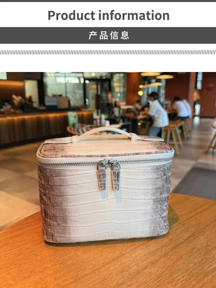 First layer cowhide crocodile pattern Makeup Bag Large Capacity Women Travel Toiletry Carry Case Classic Organizr Cosmetic pouch