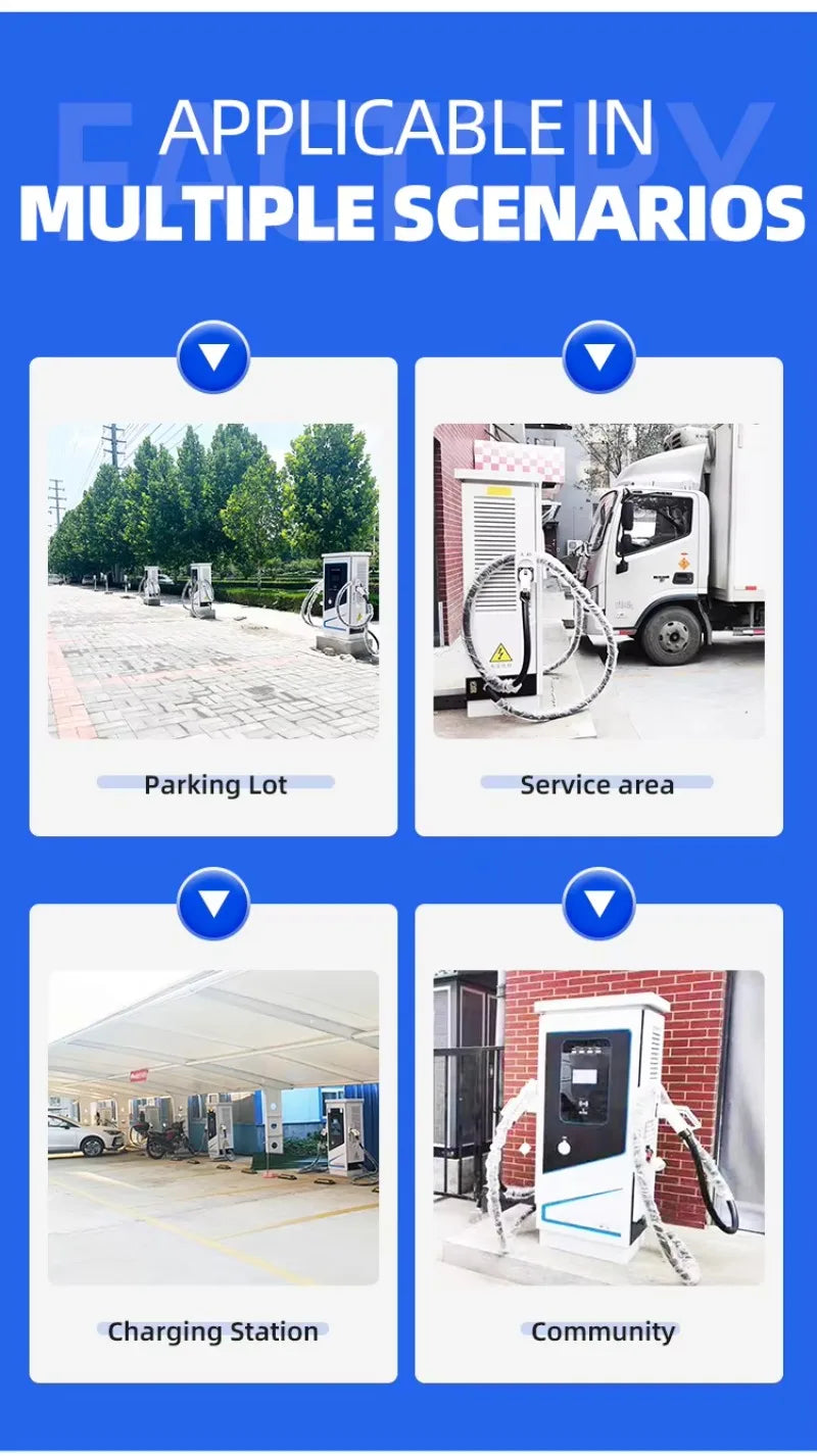 Customized 60kW Dual Gun DC Fast EV Charging Station, High Capacity Commercial EV Car Charger with Touch Screen & Card Swipe