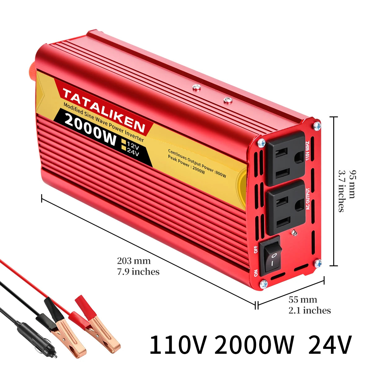 Inverters 12V,  24V 60HZ 600W 1500W 2000W 2500W, portable vehicle-mounted household frequency converter, universal socket