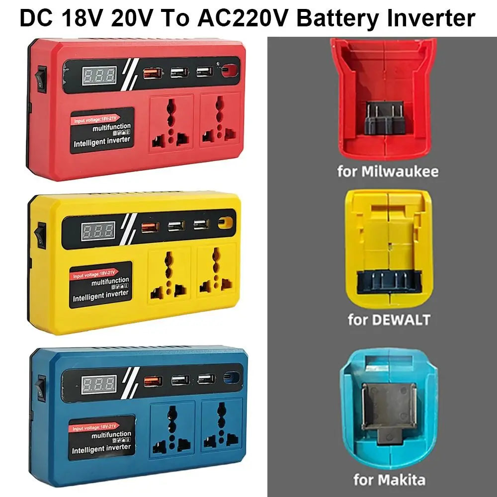 1Pcs 18v 20v To 220v Battery Inverter Multifunctional with 4 USB LED Socket Smart Transformer Household 120W