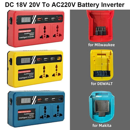 1Pcs 18v 20v To 220v Battery Inverter Multifunctional with 4 USB LED Socket Smart Transformer Household 120W