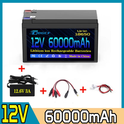 ✅️️✅12V Battery 100Ah 18650 Rechargeable LiFePO4 Lithium Battery Built-in 5V 2.1A Usb Power Display Port Charger+12.6V 3A ch
