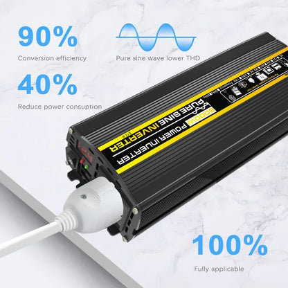 3000W-8000W Pure Sine Wave Power Inverter Voltage Transformer Intelligent Digital Display Car Home DC12V to AC 220V Converter