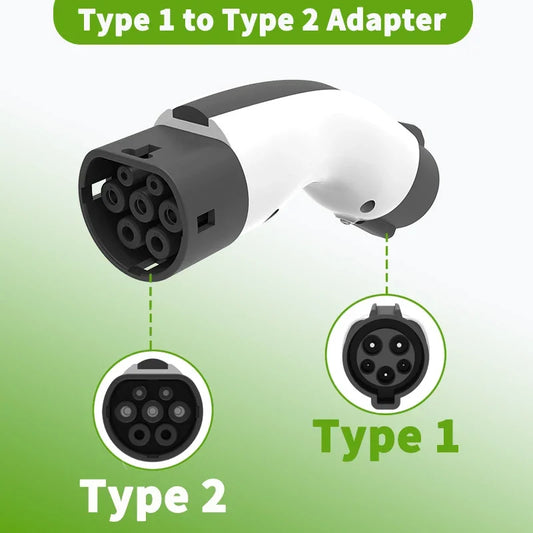 EV Charger Adapter Type 1 to Type 2 Converter 32A 7KW 250v EVSE Charging Station J1772 to Type 2 Adapter for IEC 62196-2 EV Car
