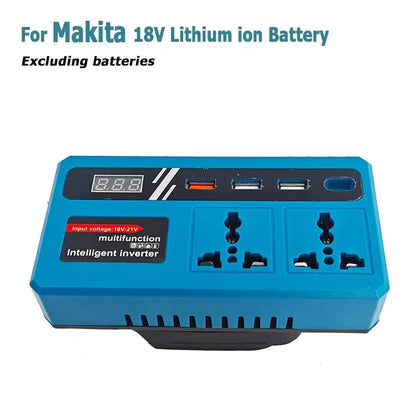1Pcs 18v 20v To 220v Battery Inverter Multifunctional with 4 USB LED Socket Smart Transformer Household 120W