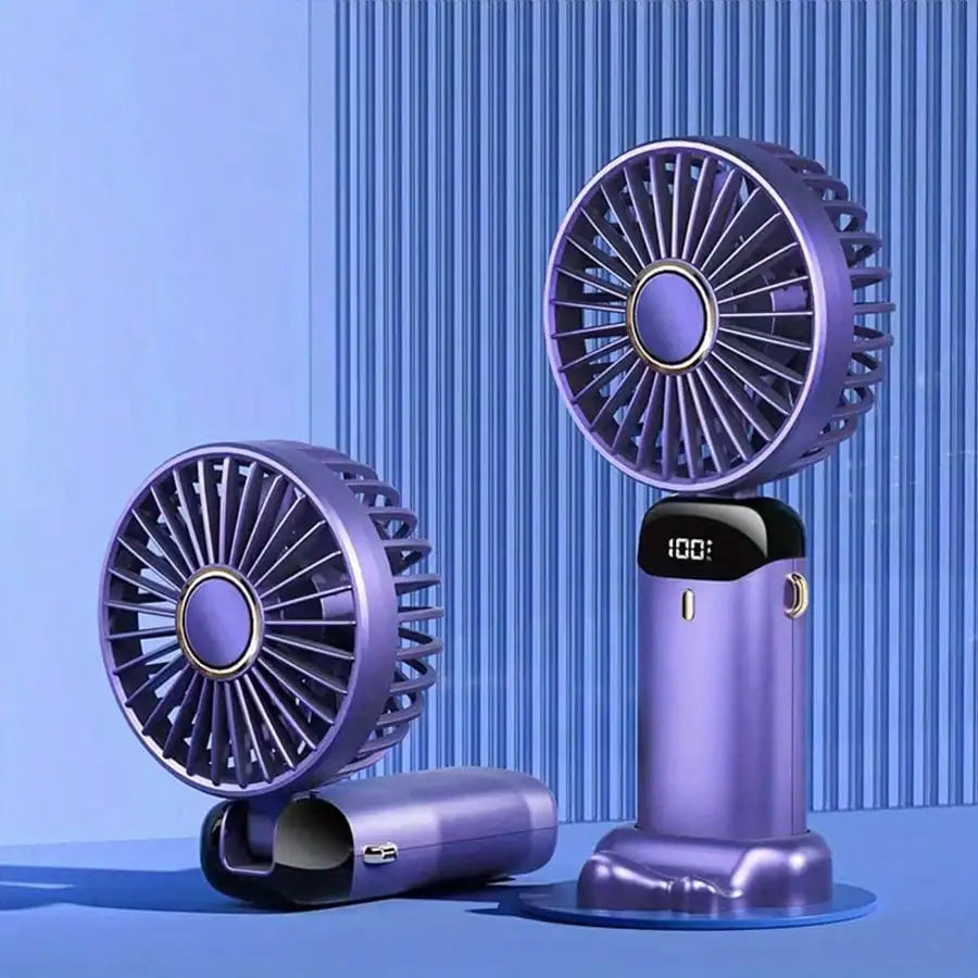 Portable rechargeable small fan, powerful fan that can also serve as a mobile phone stand, long battery life