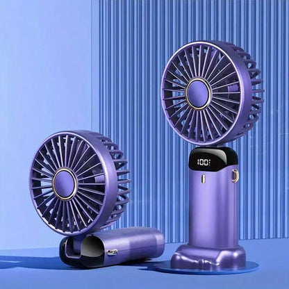 Portable rechargeable small fan, powerful fan that can also serve as a mobile phone stand, long battery life