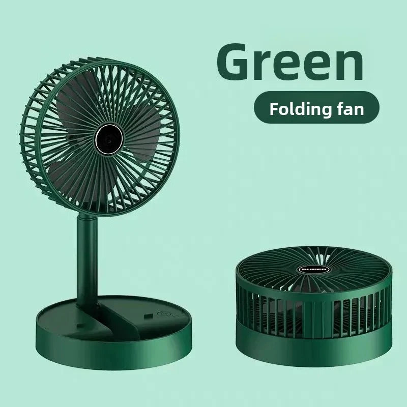 USB Charge Mini Foldable Extendable Fan Long Battery Portable Quiet Cool Fan for Dorm Home Office Indoor Desktop Cooling Gadget