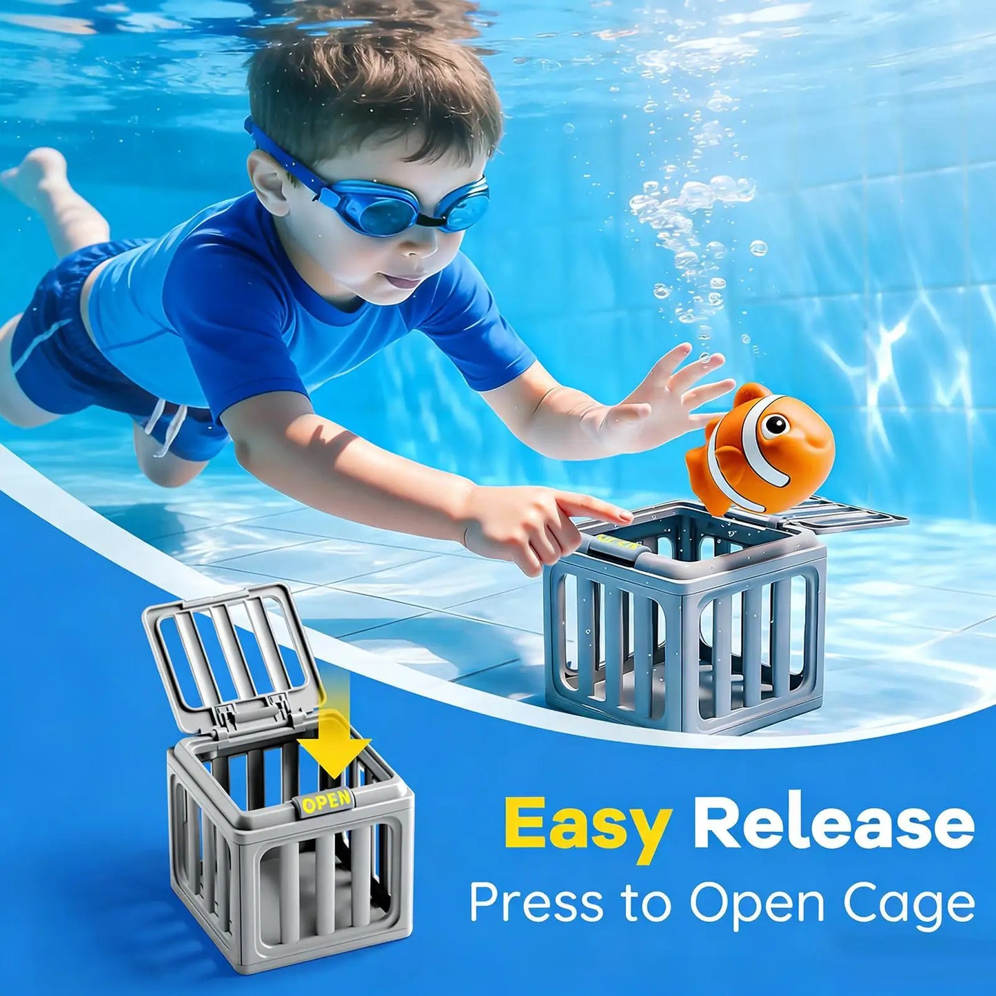 kids Pool Diving Toys With Animals Floating Easy Release Pool Sinking Toys Swimming Accessories For Boys Girls Summer Vacation
