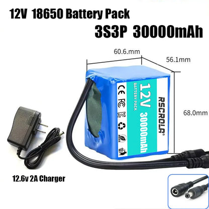 Rechargeable 12V 18650 Lithium Battery Pack with BMS, for Solar, LED Light, RC Model, Power Supply, Long Cycle Life with Charger