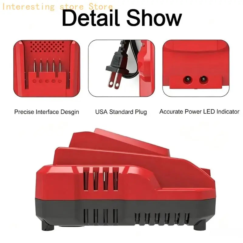 Home DIY Battery Chargers with EU Plugs Cord, 18V Lithium Charging Station, Vented Housing, and Slide in Dock for