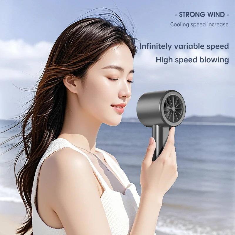 100-Speed USB Rechargeable Handheld Fan with Digital Display, Portable Mini Fan for Travel Outdoor Office Home (Strong Airflow)