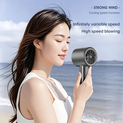 100-Speed USB Rechargeable Handheld Fan with Digital Display, Portable Mini Fan for Travel Outdoor Office Home (Strong Airflow)