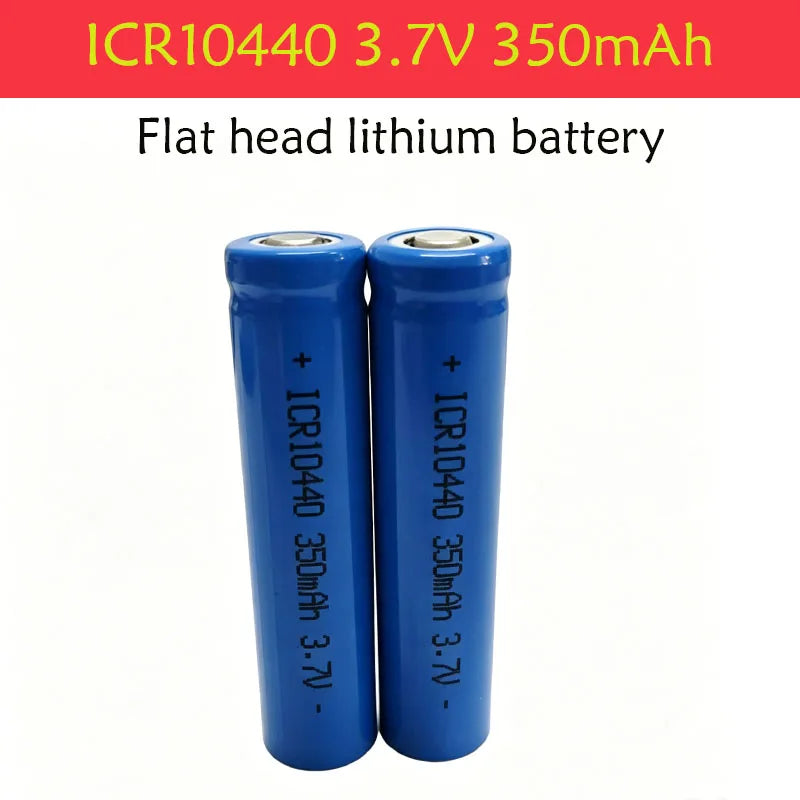 3.7V 350mAh ICR10440 Lithium Ion Battery - Button Top, Reusable & Long-Lasting for Flashlights, Headlamps， Pen Light