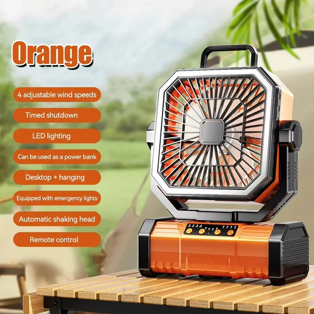 20000mAh Battery Powered Fan Camping Fan with 360° Rotation Hanging Hook for Fishing Tents Desk Rechargeable Camping Ceiling Fan