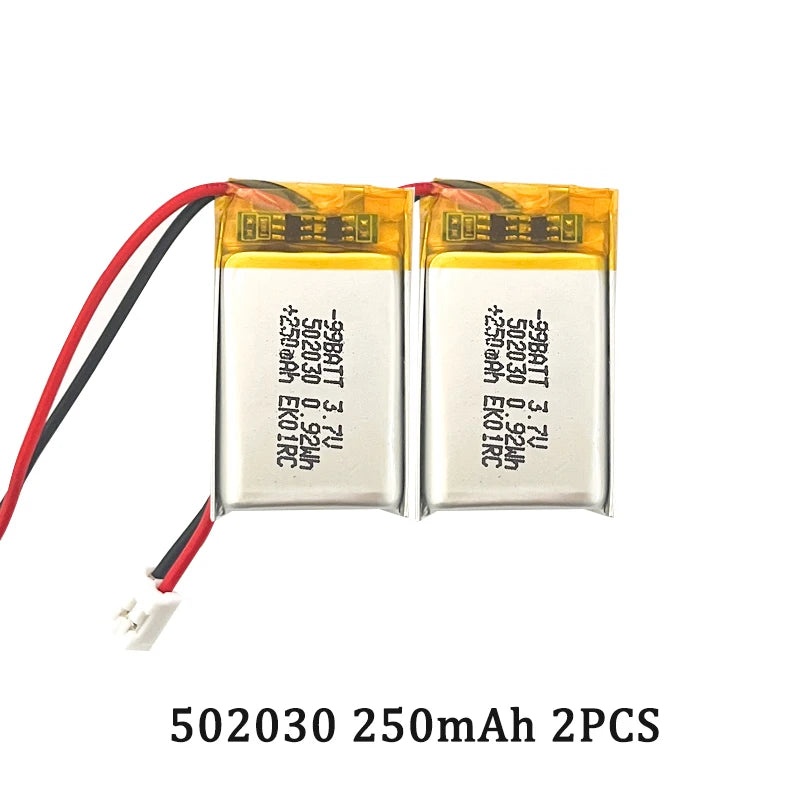 Lithium Polymer Battery 502030 3.7V 250mAh Rechargeable LiPo Cell for Toys LED Light Bluetooth Earphone For Smart Watch
