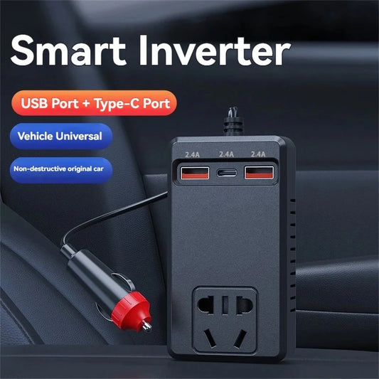 150W Car Inverter DC12V/24V to DC110V/220V USB C Car Charger Sockets Power Inverter Adapters Fast Charging Automobiles Inverters