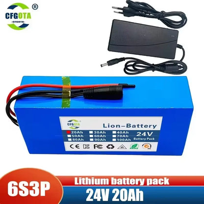 Battery Lithium pack 6s3p 24V 20Ah 30Ah 50Ah 18650 25.2v 20000/30000mAh Batterie Lithium-ion Avec Charger