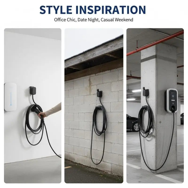 Versatile EV Charger Holder Wall Mount Bracket Sturdy Stand for Electric Car Charging Cables in Home Garage Setting