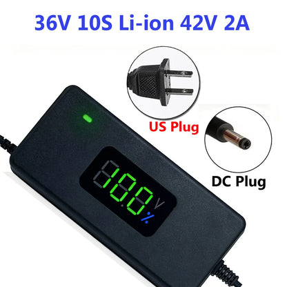 Smart Battery Charger For Lithium Batteries 36V 10S 42V/48V 13S 54.6V 2A With LED Display For Power Li-ion Chargers