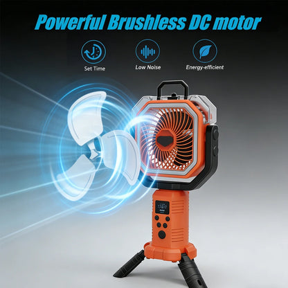 30000mAh Multicolor Portable Rechargeable Fan with Adjustable Heights & 3-Level LED Light for Camping Fishing Spray Camping Fan