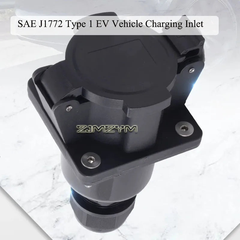 SAE J1772 Type 1 EV Charger Inlet Socket 16A/32A/48A 240V AC EV Charging Port Flange Mount Electric Vehicle Charging Receptacle