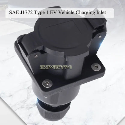 SAE J1772 Type 1 EV Charger Inlet Socket 16A/32A/48A 240V AC EV Charging Port Flange Mount Electric Vehicle Charging Receptacle