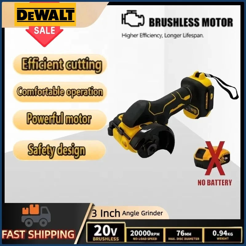 DeWALT 3 Inch Mini Angle Grinder Cordless Polishing Grinding Machine Electric Cutting Power Tools For Dewalt 20V Battery