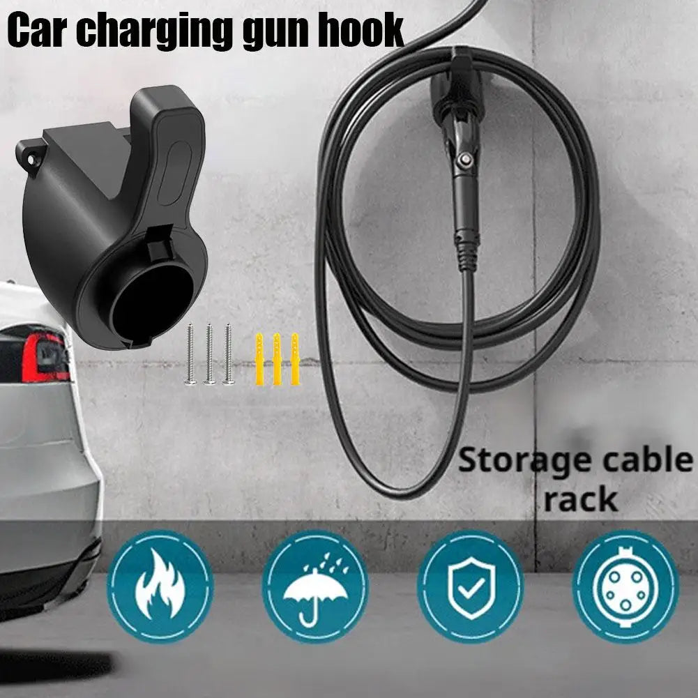 EV Charging Cable Holder Wall-mount Holster Charging Cable Organizer Car Charger Holder Type 1/Type 2 Cable Socket Holder