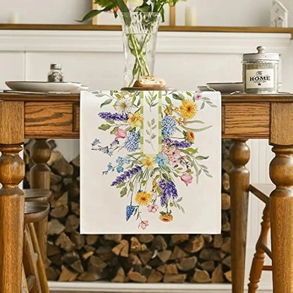1pc Bloom Flowers Tulip Summer Table Runner13"x72"SeasonaWedding Holiday Kitchen Dining Table Decoration, Home Party IndoorDecor