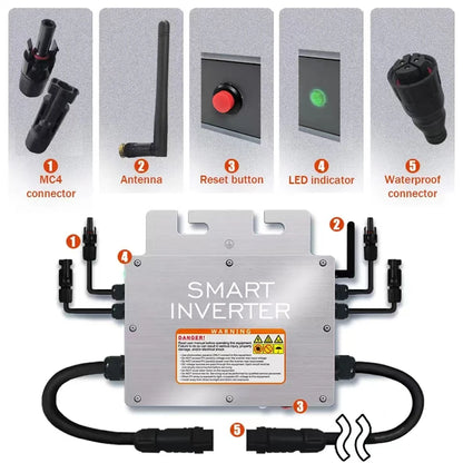 PV Input Voltage 20~60V AC Output 110V/230V Auto 600W/700W/800W/1000W Micro Solar Grid Tie Inverter With WIFI Monitor