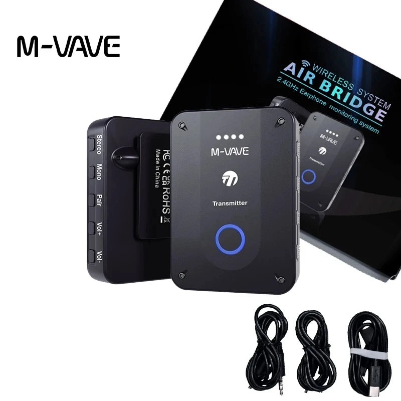 Dropshipping Wholesale M Vave WP9 Wireless Earphone Monitor 2.4GHz ISM Transmitter Receiver Support Stereo Mono Recording