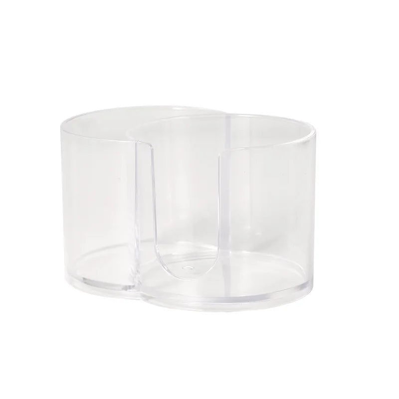 2 in 1 Clear Makeup Organizer Round Acrylic Makeup Removal Cotton Pads Portable Swab Storage Box Cosmetic Make Up Storage Holder