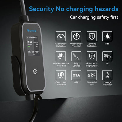 Khons 11KW 16A 3-Phase GB/T EV Charger Portable EVSE Charging Box with APP Control 5m TPU Cable For Electric Cars