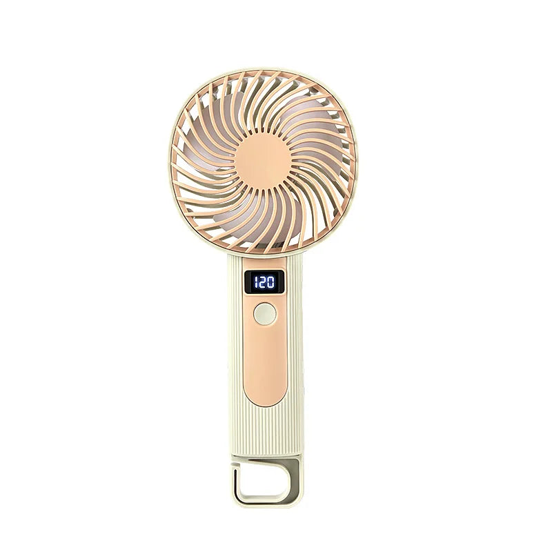 Digital Display Handheld Fan - USB Rechargeable, 120 Speed Levels, Portable 2-in-1 Desk & Handheld Mini Fan