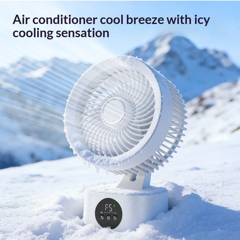 2026 New Portable Air Circulation Fan Rechargeable AI Voice Control 5 Speed Auto Oscillating Desktop Wall Mount Hanging Fan Home