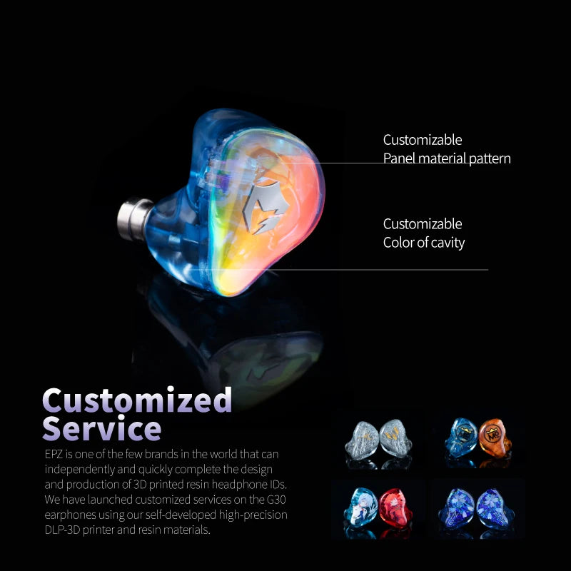 EPZ G30 In-Ear Earphones HIFI Sound Quality Music IEM Wired E-Gaming Earphones 1DD+1BA Hybrid Armature With Detachable Cable