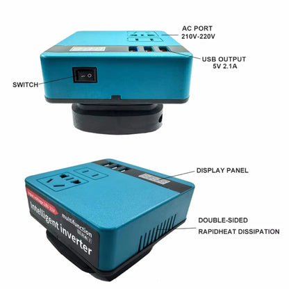 1Pcs 18V 20V To 220V Battery Inverter Dual Plug 120W Smart Transformer Multifunctional Household Outdoor Work Inverter Tool