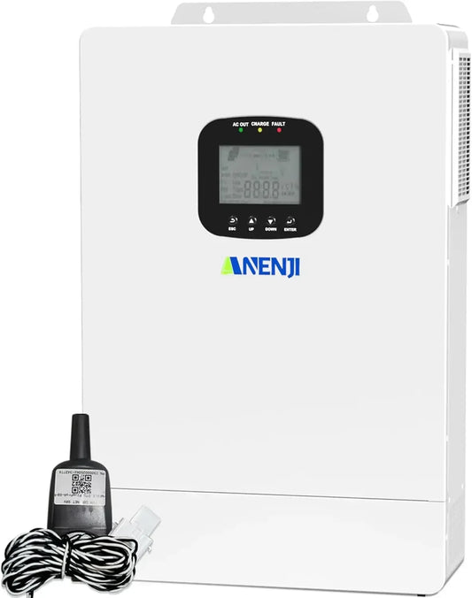 3600W Hybrid Solar Inverter 48V DC to 110V AC, Pure Sine Wave, Built-in 80A MPPT Controller, 98% Efficiency, Support Parallel 6