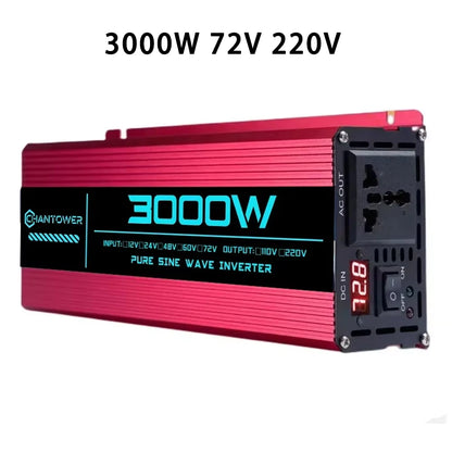 Pure Sine Wave Inverter DC 48V/72V to AC 220V 1000W 1600W 3000W 4000W 5000W 6000W LCD Display Power Converter Car Solar Inverter