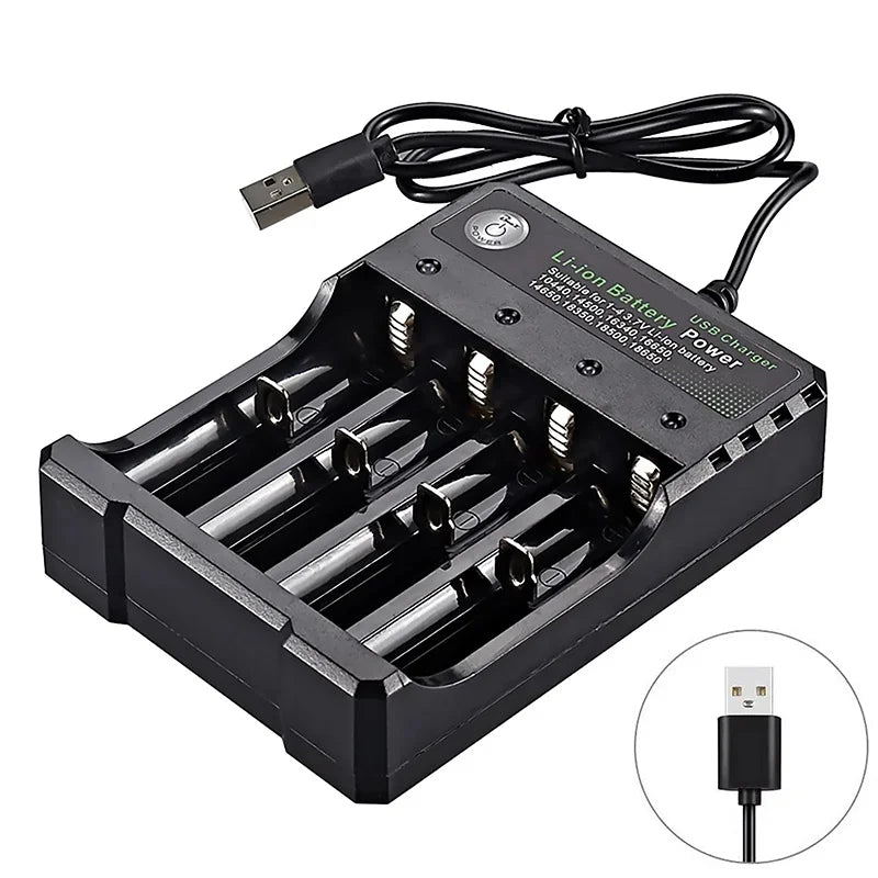 2 3 4 Slots 18650 Battery Charger 3.7V Portable Rechargeable Charger Lithium For 26650 18700 17670 16340 14500 10440 Batteries