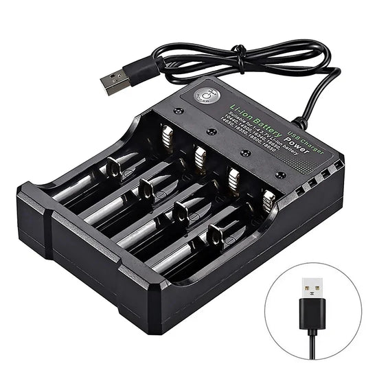 2 3 4 Slots 18650 Battery Charger 3.7V Portable Rechargeable Charger Lithium For 26650 18700 17670 16340 14500 10440 Batteries