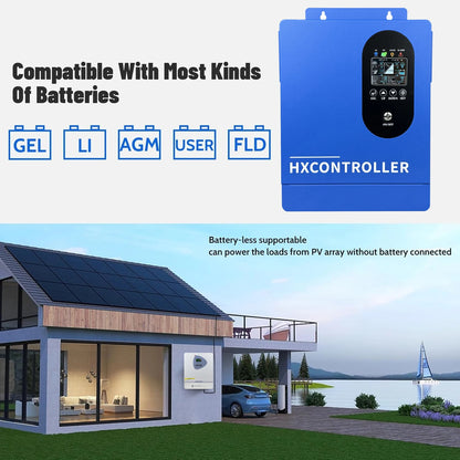 Solar Inverter 3200W 24VDC to 110V 220V AC Pure Sine Wave Inverter Bulit-in 100A MPPT Controller Off-Grid Power Converter