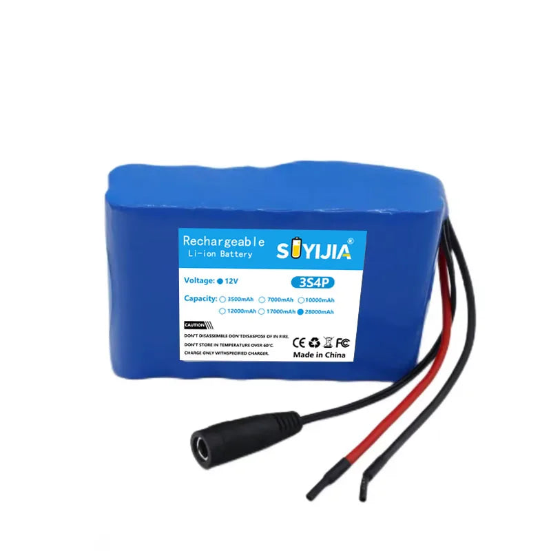 Batterie Lithium-ion 3s4p 12V 12ah 18650, 28000mAh DC12.6V, Batterie Rechargeable De Très Grande Capacité Avec BMS + Chargeur