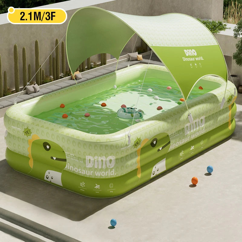 1.8-2.6M PVC Children's Cute Inflatable Swimming Pool for Backyard Home Outdoor Large Pool for Family Baby Indoor Bath Bathtub
