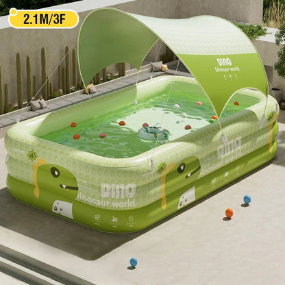 1.8-2.6M PVC Children's Cute Inflatable Swimming Pool for Backyard Home Outdoor Large Pool for Family Baby Indoor Bath Bathtub