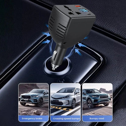 150W Car Inverter DC 12V to AC 220V Converter with Digital Display Type-C Port Adapter for Vehicle Charger Car Power Outlet
