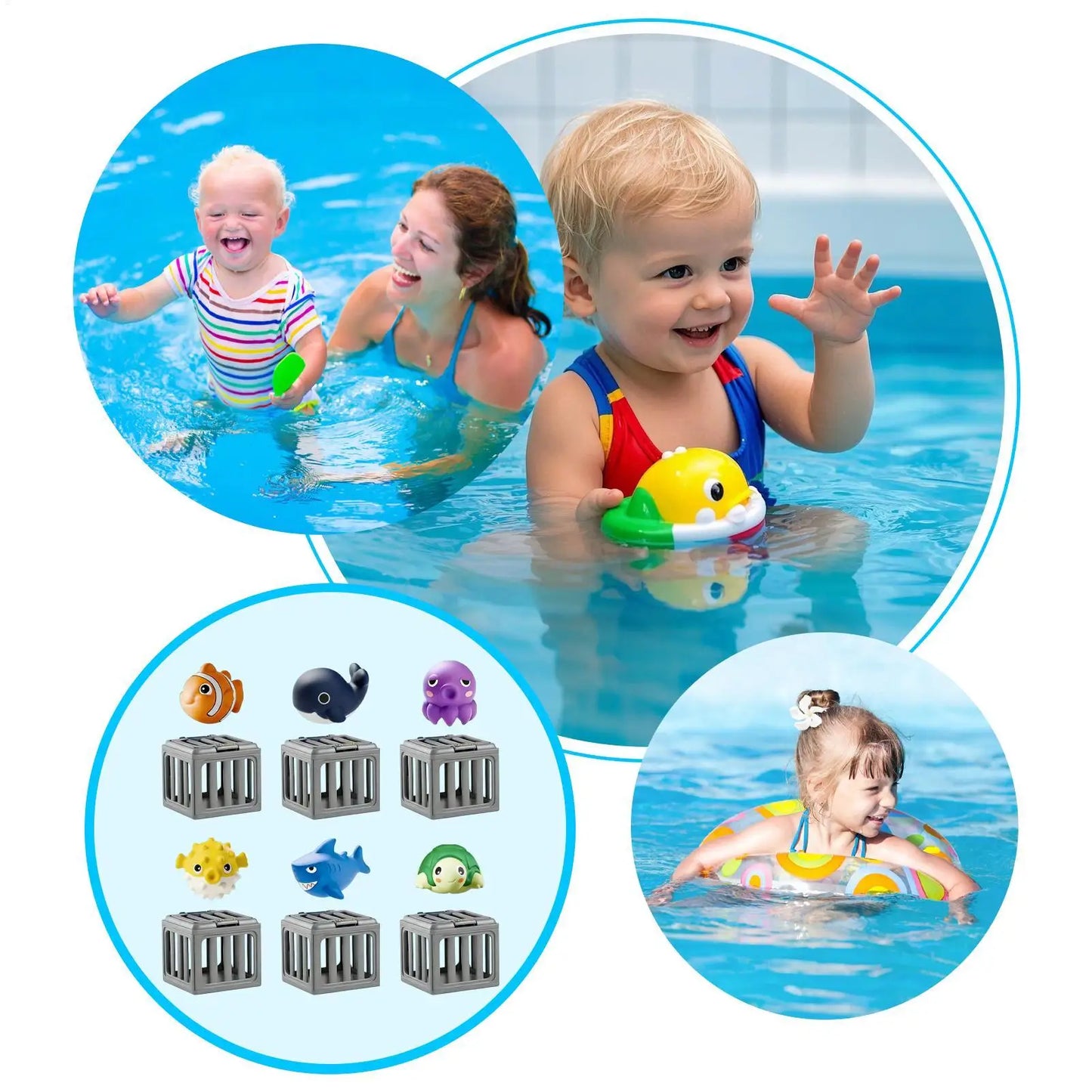 kids Pool Diving Toys With Animals Floating Easy Release Pool Sinking Toys Swimming Accessories For Boys Girls Summer Vacation