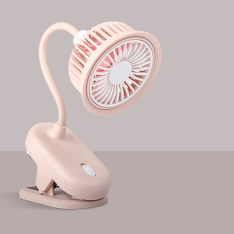 USB Rechargeable Clip on Small Fan 360° Adjustable Battery Powered Mini Fan Strong Wind Flexible Neck Desktop Stroller Quiet Fan